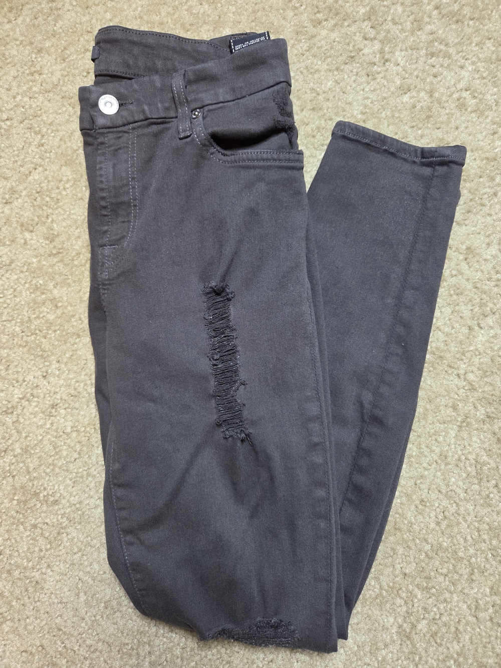7 For All Mankind Womens Skinny Jeans Dark Wash Stretch Distressed Y2K Size 28